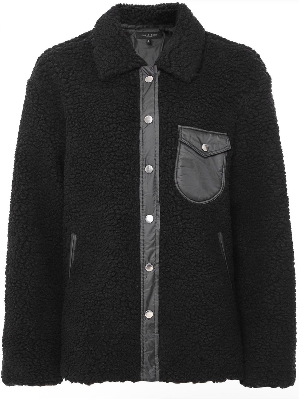 Rag & Bone Elliot Sherpa Shirt Jacket Black sz L